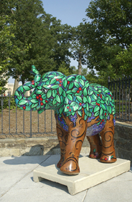 Why Do Elephants Paint Their Toenails Red? So They Can Hide In Cherry Trees - by Debbie Smith Mezzetta for Party Animals - Washington, DC - View in front of the National Cathedral